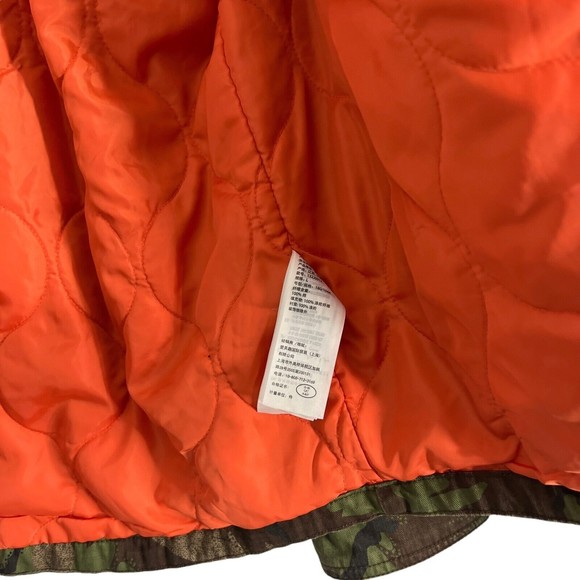 Abercrombie & Fitch Green Camo Jacket Mens Large Military Hunting Orange Quilted - Picture 5 of 7